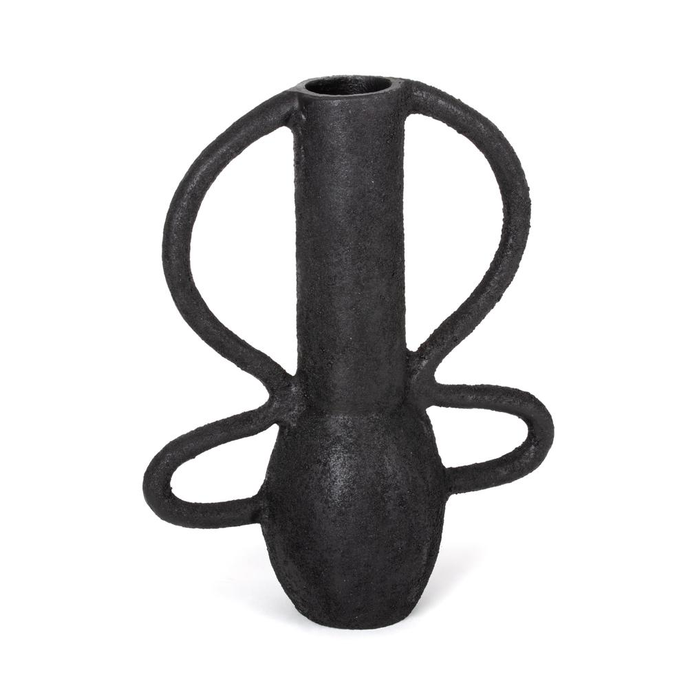 Boho Aesthetic Kenton Black Decorative Metal Table Vase | Biophilic Design Airbnb Decor Furniture 