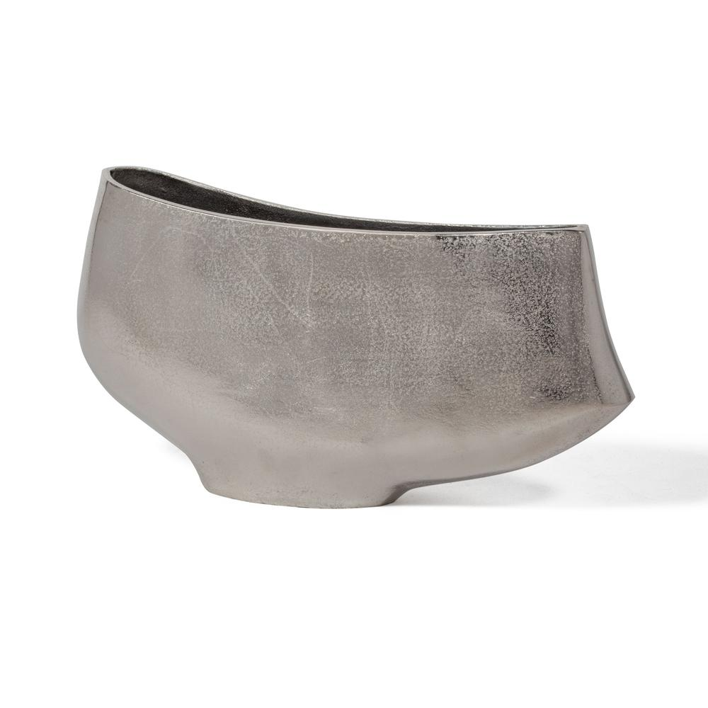 Boho Aesthetic Aris Silver Decorative Metal Table Vase, Large | Biophilic Design Airbnb Decor Furniture 