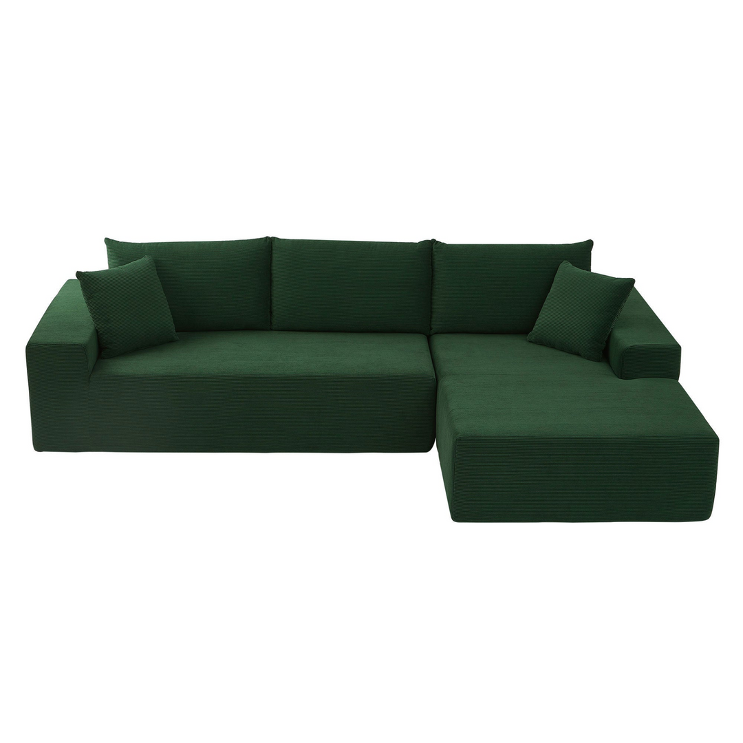 Boho Aesthetic Modern Modular Emerald Green L Shaped Couch Cover for Both Left/Right Couch (Seat and Back: 1 Chaise + 2 Sofa seater) ,Dark Green. | Biophilic Design Airbnb Decor Furniture 