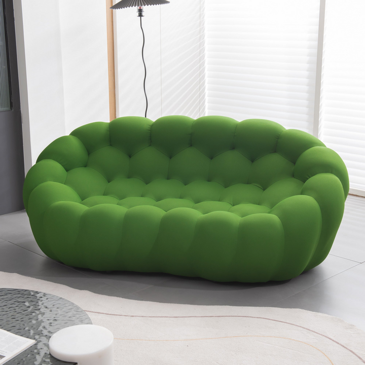 Boho Aesthetic 74.8'' Large Green Modern bubble floor couch for living room | Biophilic Design Airbnb Decor Furniture 