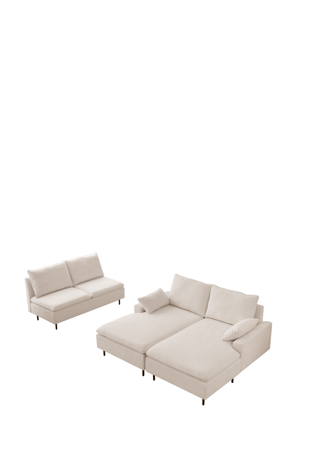 Boho Aesthetic U-Shaped linen sectional sofa with double chaises,Beige | Biophilic Design Airbnb Decor Furniture 