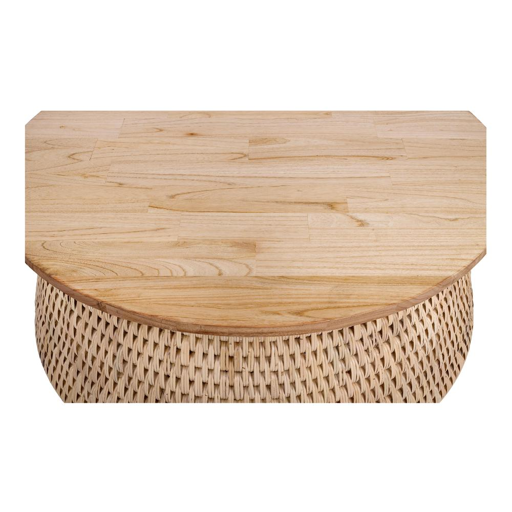 Kamari Mediterranean Farmhouse Rattan Coffee Table w/ Wood Top - Mediterranean Italian Contemporary Home Decor Furniture