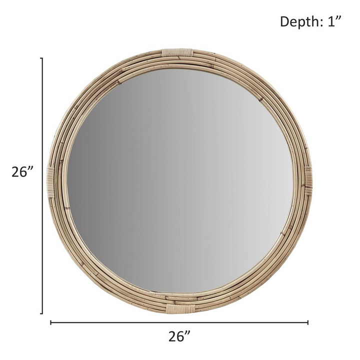 Buy farmhouse furniture Natural Rattan Round Wall Mirror - Modern Cottage Farmhouse Furniture