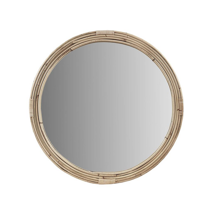 Buy farmhouse furniture Natural Rattan Round Wall Mirror - Modern Cottage Farmhouse Furniture
