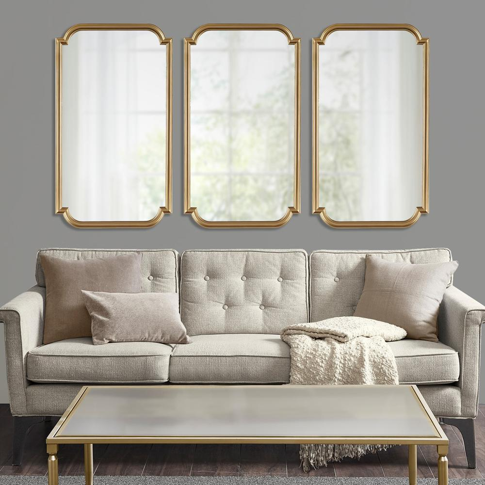 Buy farmhouse furniture Gold Scalloped Wood Wall Mirror - Modern Cottage Farmhouse Furniture