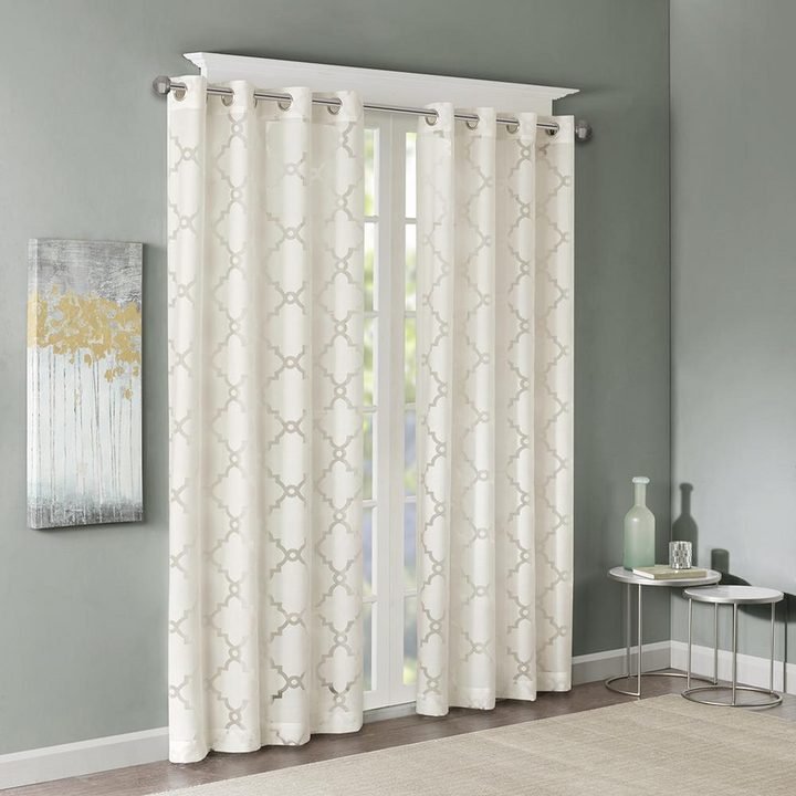 Boho Aesthetic Fretwork Burnout Sheer Curtain Panel | Biophilic Design Airbnb Decor Furniture 