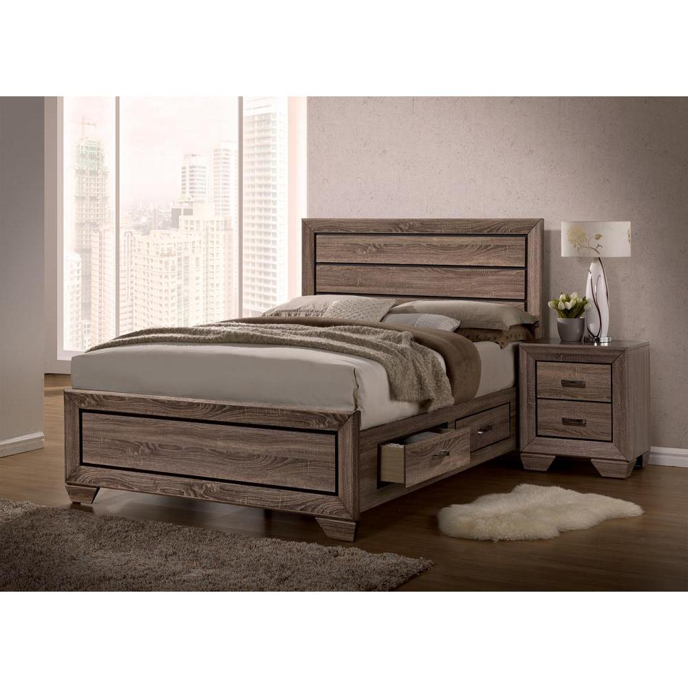 Boho Aesthetic Kauffman California King Storage Bed Washed Taupe | Biophilic Design Airbnb Decor Furniture 