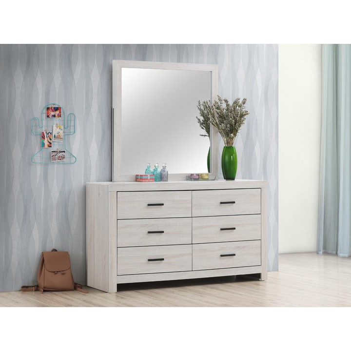 Buy farmhouse furniture Brantford Dresser Mirror Coastal White - Modern Cottage Farmhouse Furniture