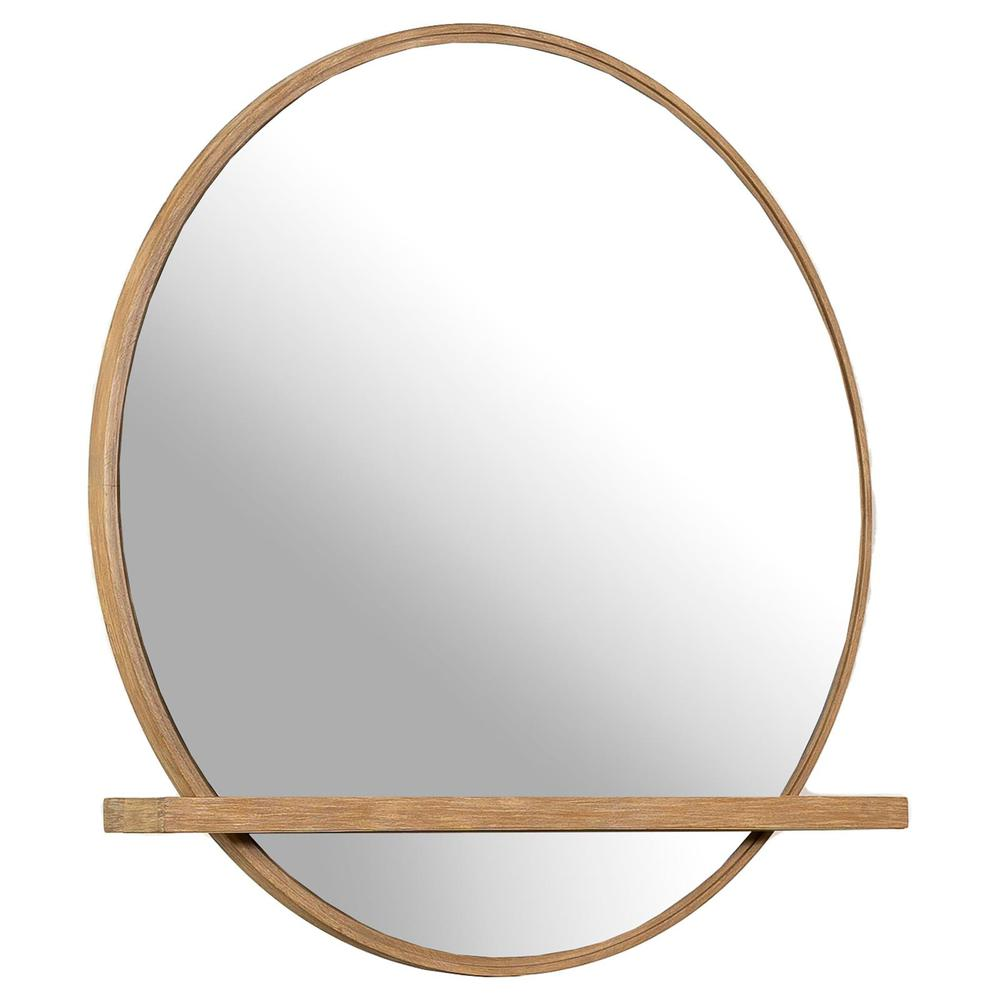 Buy farmhouse furniture Arini Sand Wash Dresser Mirror | Round Mirror with Built-In Jewelry Tray | Wire-Brushed Wood - Modern Cottage Farmhouse Furniture