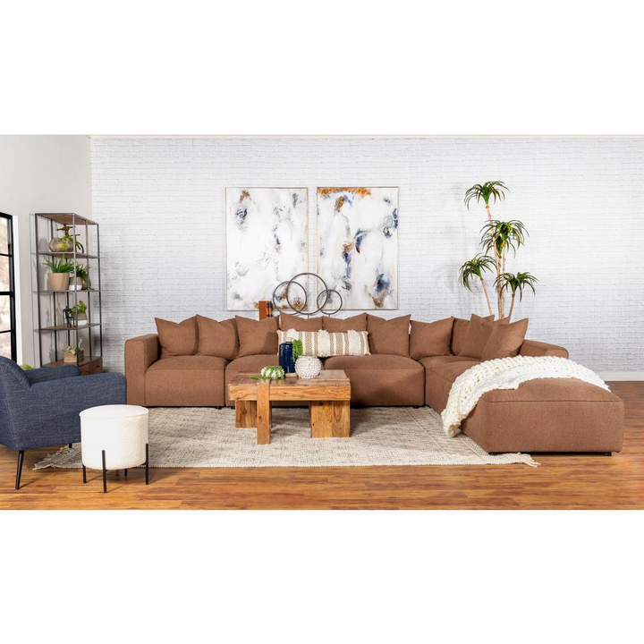 Terrano Terracotta Contemporary Modular 6-piece Upholstered Modular Sofa Sectional - Mediterranean Italian Contemporary Home Decor Furniture