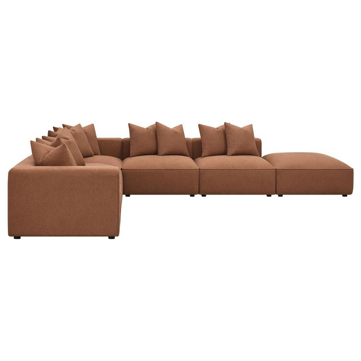 Terrano Terracotta Contemporary Modular 6-piece Upholstered Modular Sofa Sectional - Mediterranean Italian Contemporary Home Decor Furniture