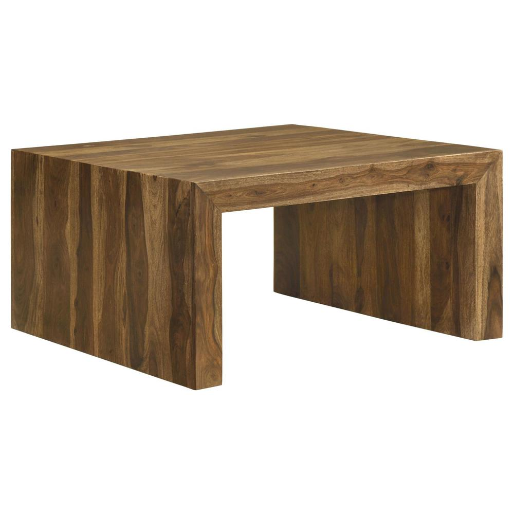 Boho Aesthetic Odilia Square Solid Wood Coffee Table Auburn | Biophilic Design Airbnb Decor Furniture 