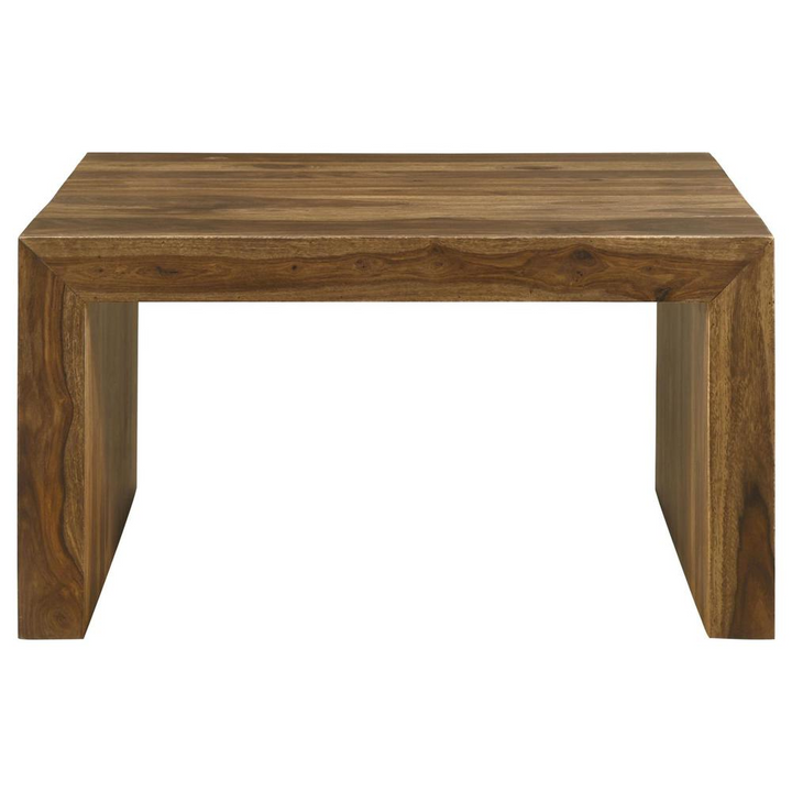 Boho Aesthetic Odilia Square Solid Wood Coffee Table Auburn | Biophilic Design Airbnb Decor Furniture 