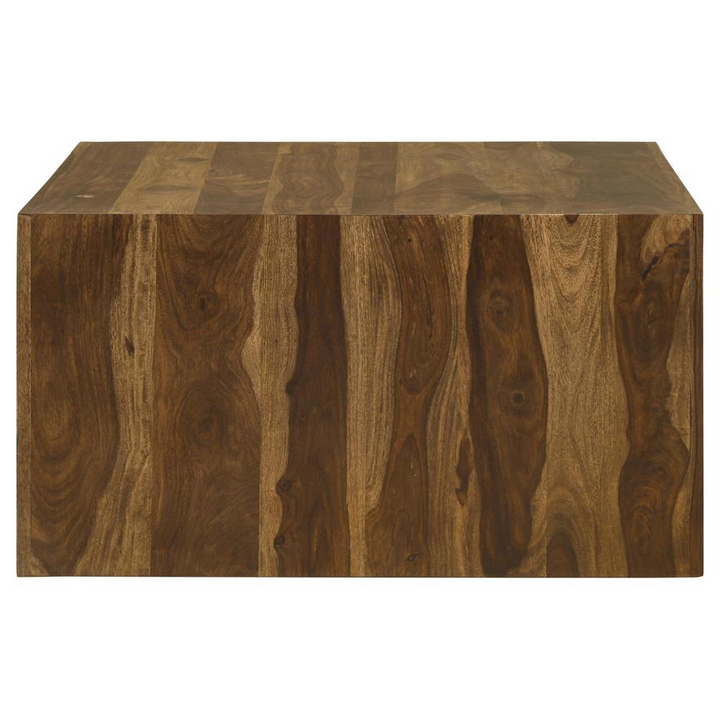 Boho Aesthetic Odilia Square Solid Wood Coffee Table Auburn | Biophilic Design Airbnb Decor Furniture 