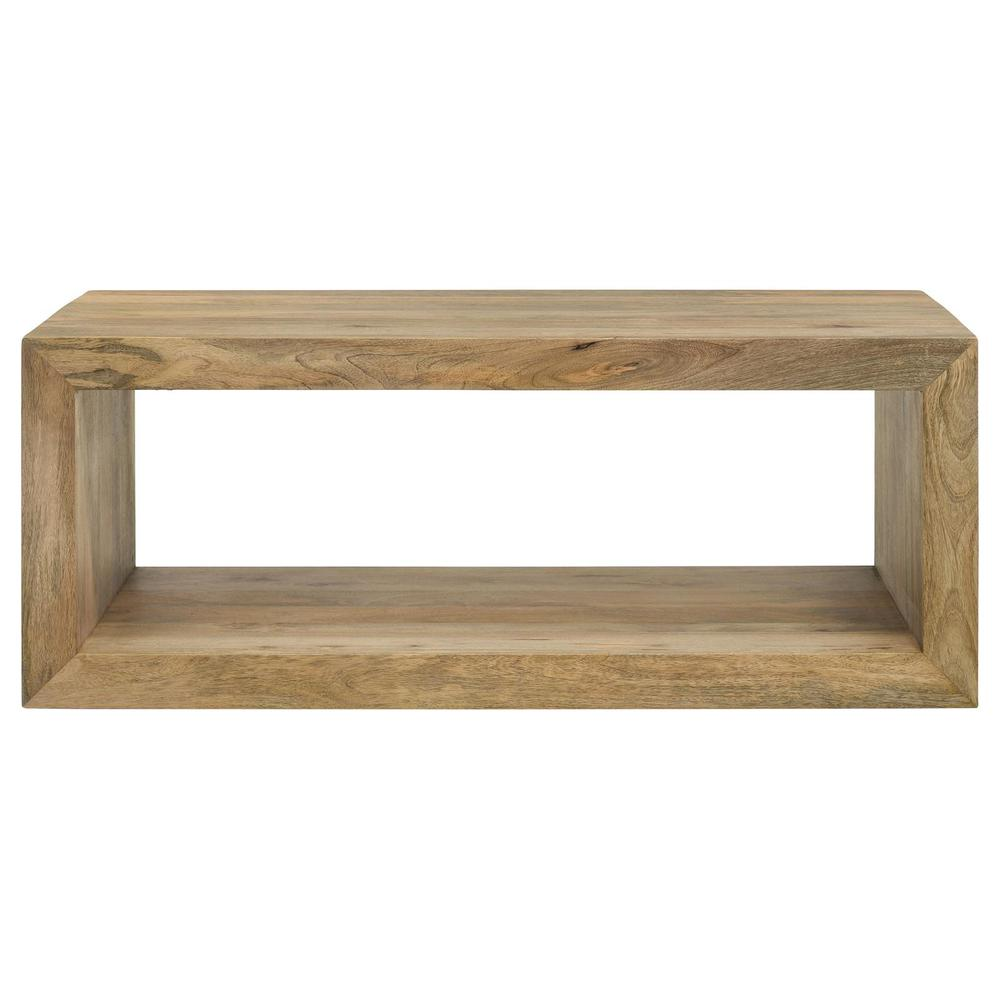 Boho Aesthetic Modern Rectangular Solid Wood Coffee Table | Biophilic Design Airbnb Decor Furniture 