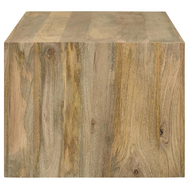 Boho Aesthetic Modern Rectangular Solid Wood Coffee Table | Biophilic Design Airbnb Decor Furniture 