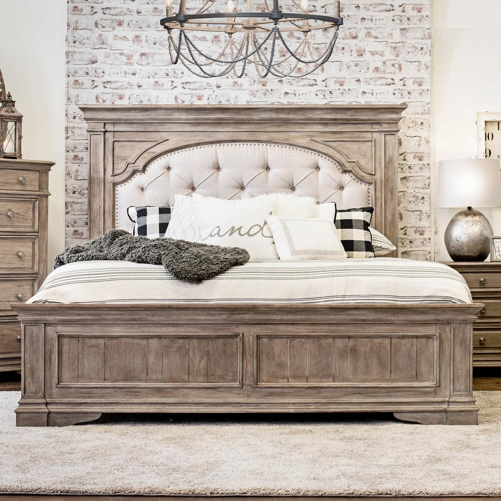 Highland Park Mediterranean Farmhouse King Bed - Driftwood - Mediterranean Tuscan Contemporary Home Decor Furniture