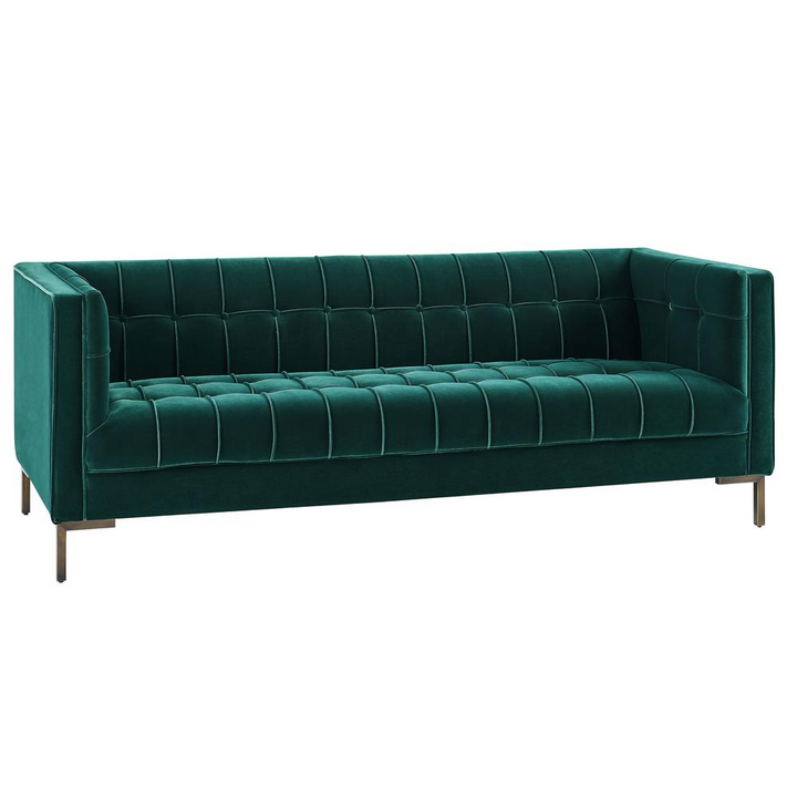 La Riviera Mediterranean Luxe Velvet Sofa - Mediterranean Italian Contemporary Home Decor Furniture