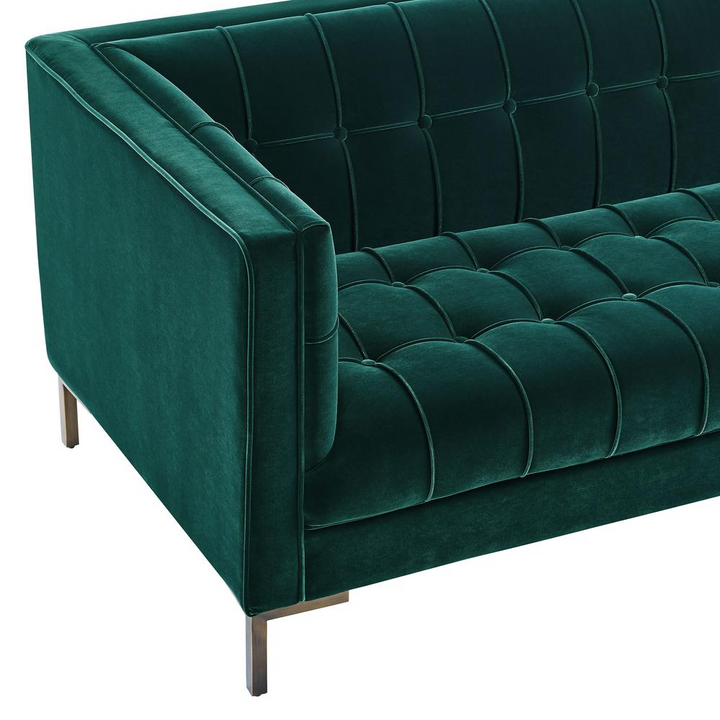La Riviera Mediterranean Luxe Velvet Sofa - Mediterranean Italian Contemporary Home Decor Furniture