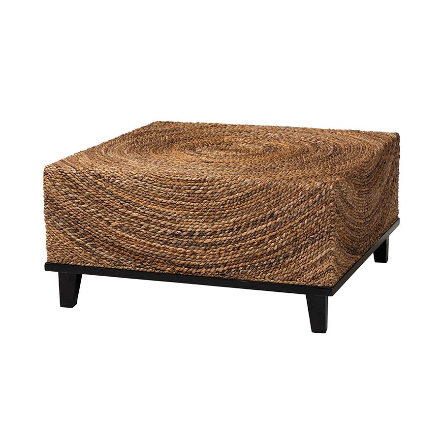 Boho Aesthetic Verino Bohemian Natural Seagrass Coffee Table | Biophilic Design Airbnb Decor Furniture 
