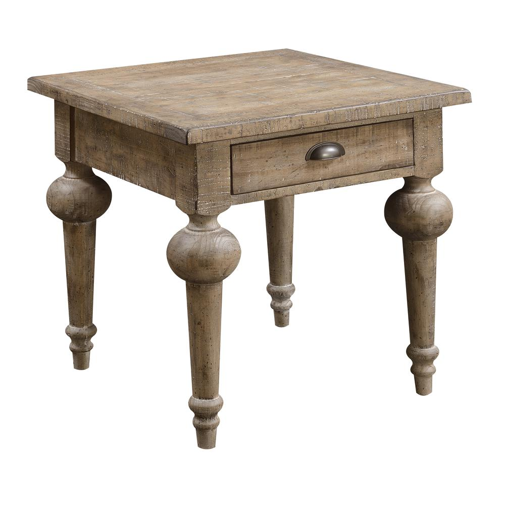 Boho Aesthetic Wallace & Bay Oceans Square End Table, Sandstone Buff | Biophilic Design Airbnb Decor Furniture 