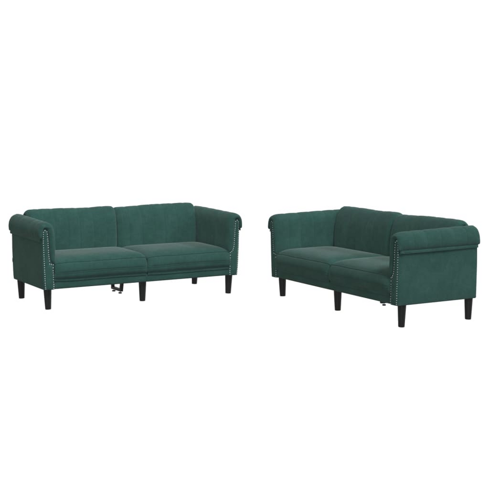 Boho Aesthetic vidaXL 2 Piece Sofa Set Dark Green Velvet | Biophilic Design Airbnb Decor Furniture 