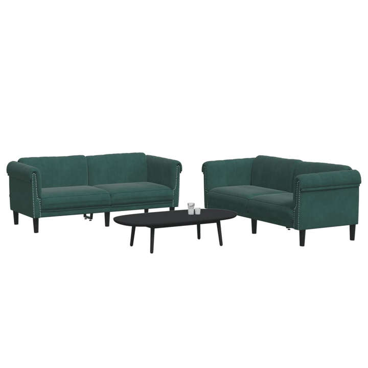 Boho Aesthetic vidaXL 2 Piece Sofa Set Dark Green Velvet | Biophilic Design Airbnb Decor Furniture 