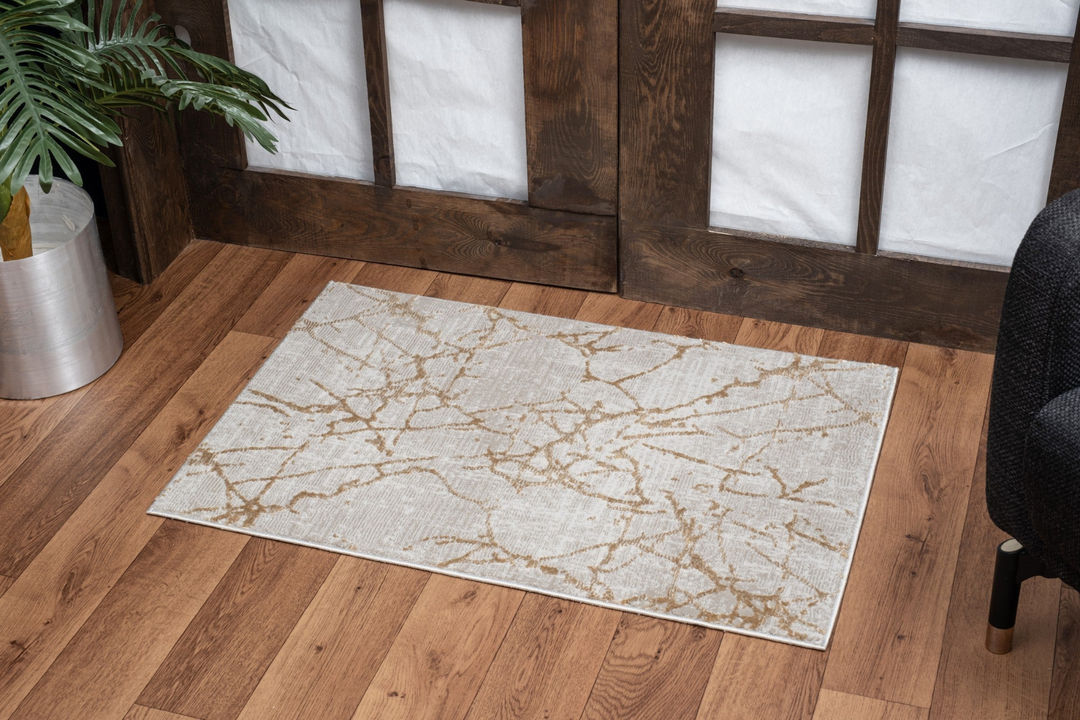 Boho Aesthetic Elegance GC_CNC6004 Gold 5 ft. 3 in. x 7 ft. 3 in. Area Rug | Biophilic Design Airbnb Decor Furniture 