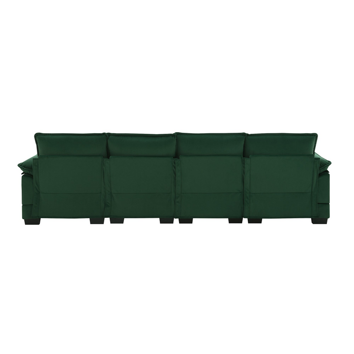 Boho Aesthetic 110*55" Modern U-shaped Sectional Sofa with Waist Pillows,6-seat Upholstered Symmetrical Sofa Furniture,Sleeper Sofa Couch with Chaise Lounge for Living Room,Apartment,5 Color | Biophilic Design Airbnb Decor Furniture 