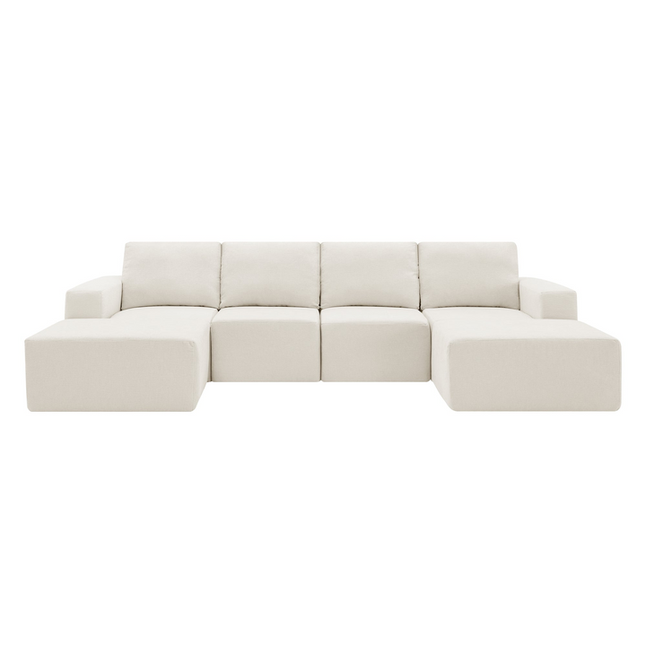 Boho Aesthetic 110*72" Modular U Shaped Sectional Sofa,Luxury Chenille Floor Couch Set,Upholstered Indoor Furniture,Foam-Filled Sleeper Sofa Bed for Living Room,Bedroom,Free Combination,3 Colors | Biophilic Design Airbnb Decor Furniture 