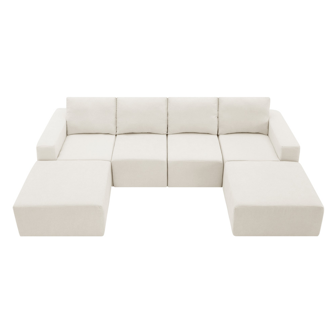 Boho Aesthetic 110*72" Modular U Shaped Sectional Sofa,Luxury Chenille Floor Couch Set,Upholstered Indoor Furniture,Foam-Filled Sleeper Sofa Bed for Living Room,Bedroom,Free Combination,3 Colors | Biophilic Design Airbnb Decor Furniture 