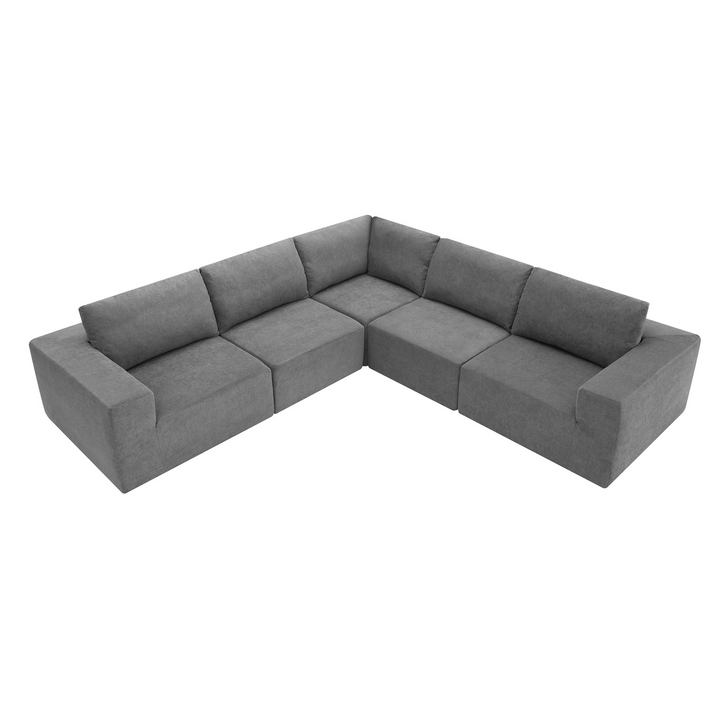 Boho Aesthetic 116*116" Modular L Shaped Sectional Sofa,Luxury Floor Couch Set,Upholstered Indoor Furniture,Foam-Filled Sleeper Sofa Bed for Living Room,Bedroom,5 PC Free Combination,3 Colors | Biophilic Design Airbnb Decor Furniture 