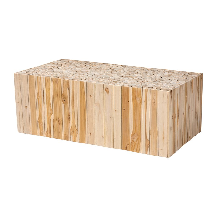 Boho Aesthetic Bohemian Natural Teak Wood Coffee Table with Unique Repurposed Wood Logs | Biophilic Design Airbnb Decor Furniture 