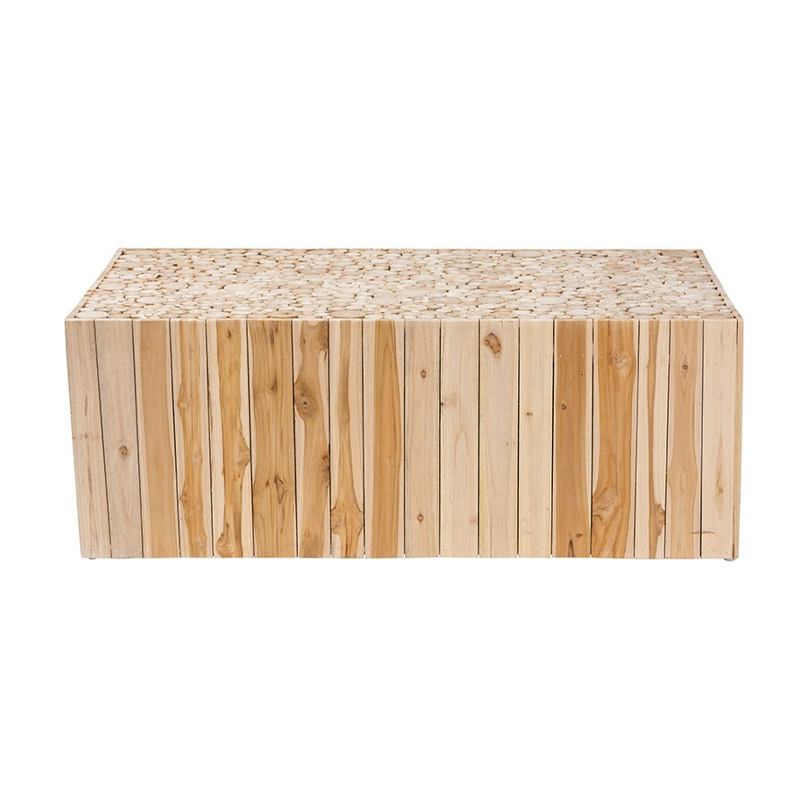 Boho Aesthetic Bohemian Natural Teak Wood Coffee Table with Unique Repurposed Wood Logs | Biophilic Design Airbnb Decor Furniture 