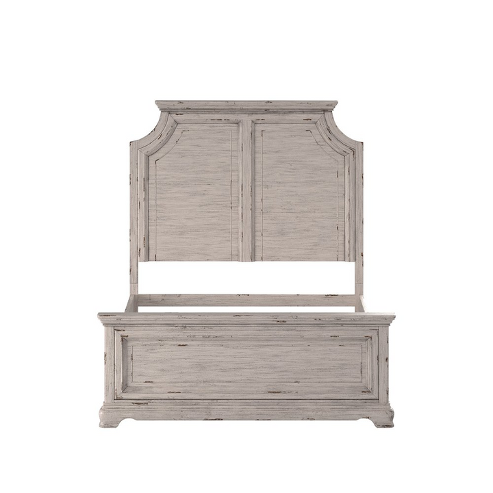 Buy farmhouse furniture Providence Mediterranean Farmhouse King Panel Bed Frame - Antique White - Modern Cottage Farmhouse Furniture