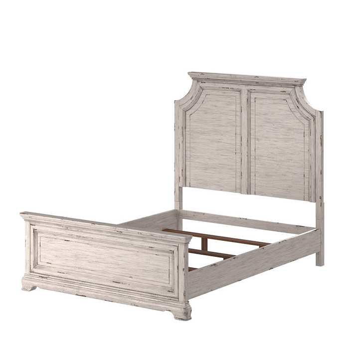 Buy farmhouse furniture Providence Mediterranean Farmhouse King Panel Bed Frame - Antique White - Modern Cottage Farmhouse Furniture