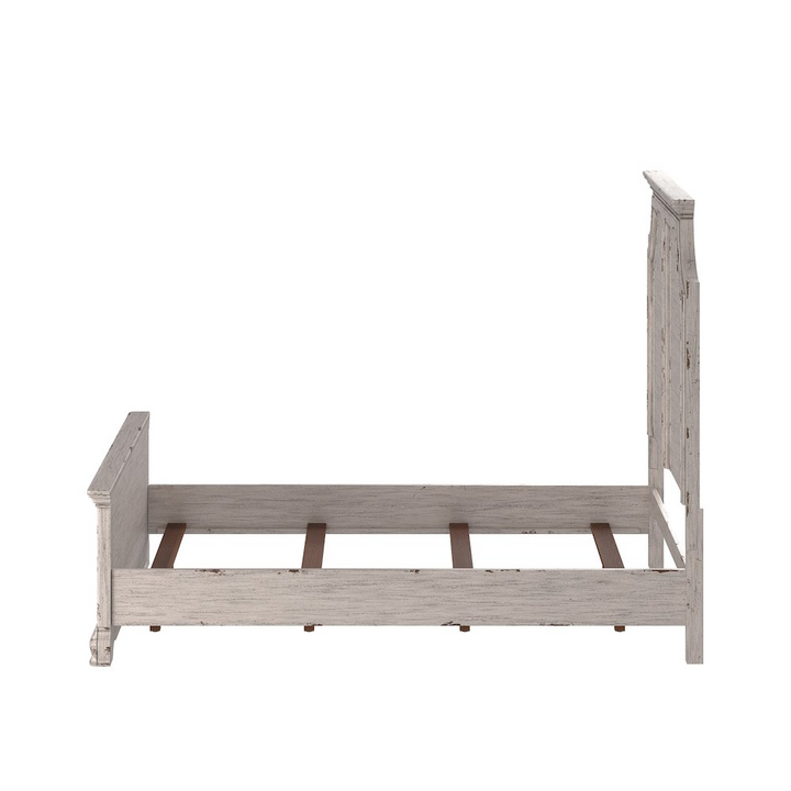 Buy farmhouse furniture Providence Mediterranean Farmhouse King Panel Bed Frame - Antique White - Modern Cottage Farmhouse Furniture