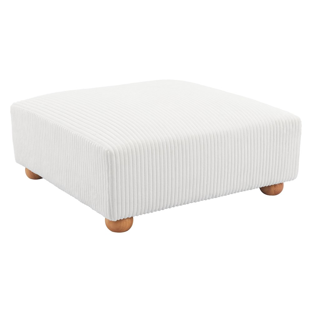 Boho Aesthetic Tayte Large Luxury White Ottoman | Biophilic Design Airbnb Decor Furniture 