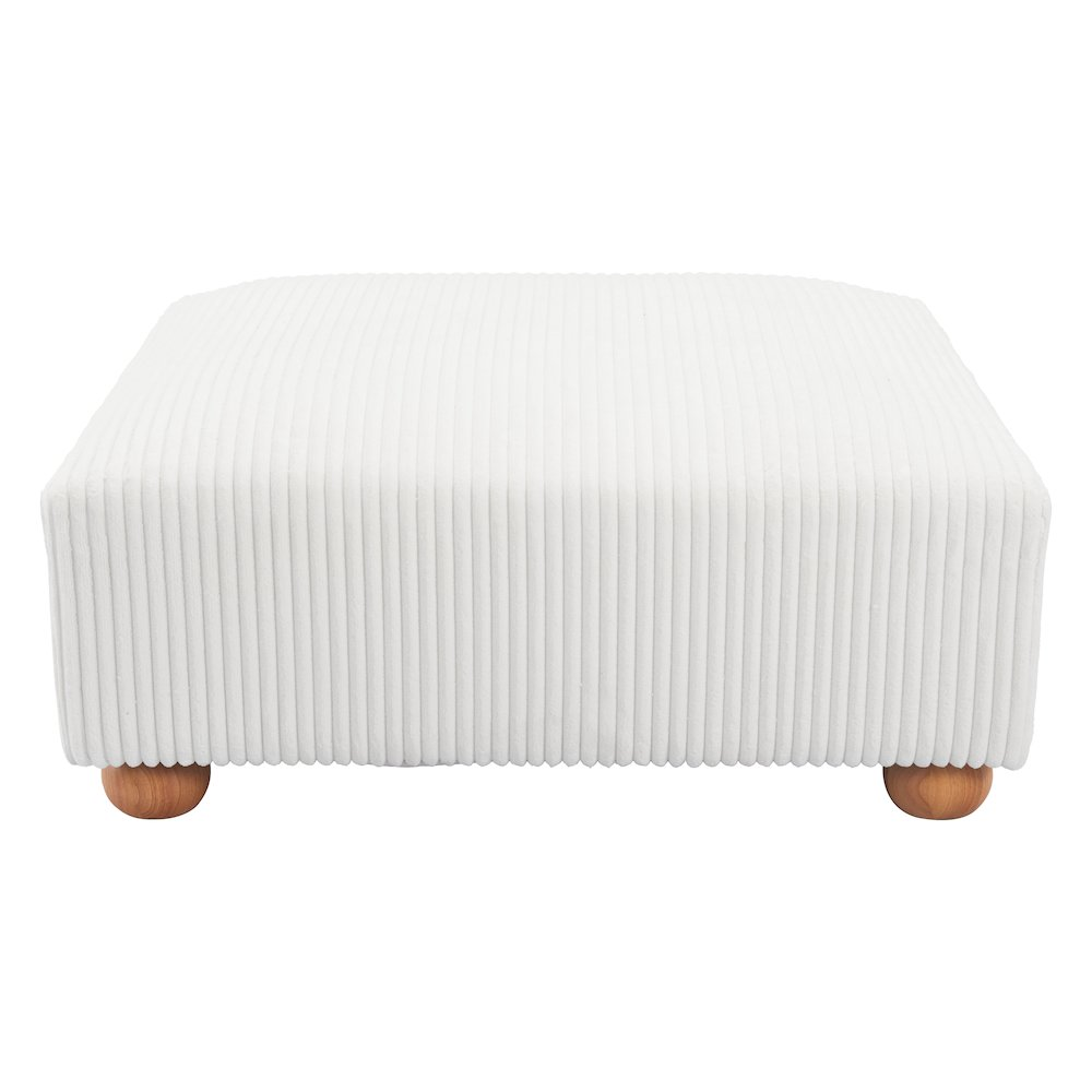 Boho Aesthetic Tayte Large Luxury White Ottoman | Biophilic Design Airbnb Decor Furniture 