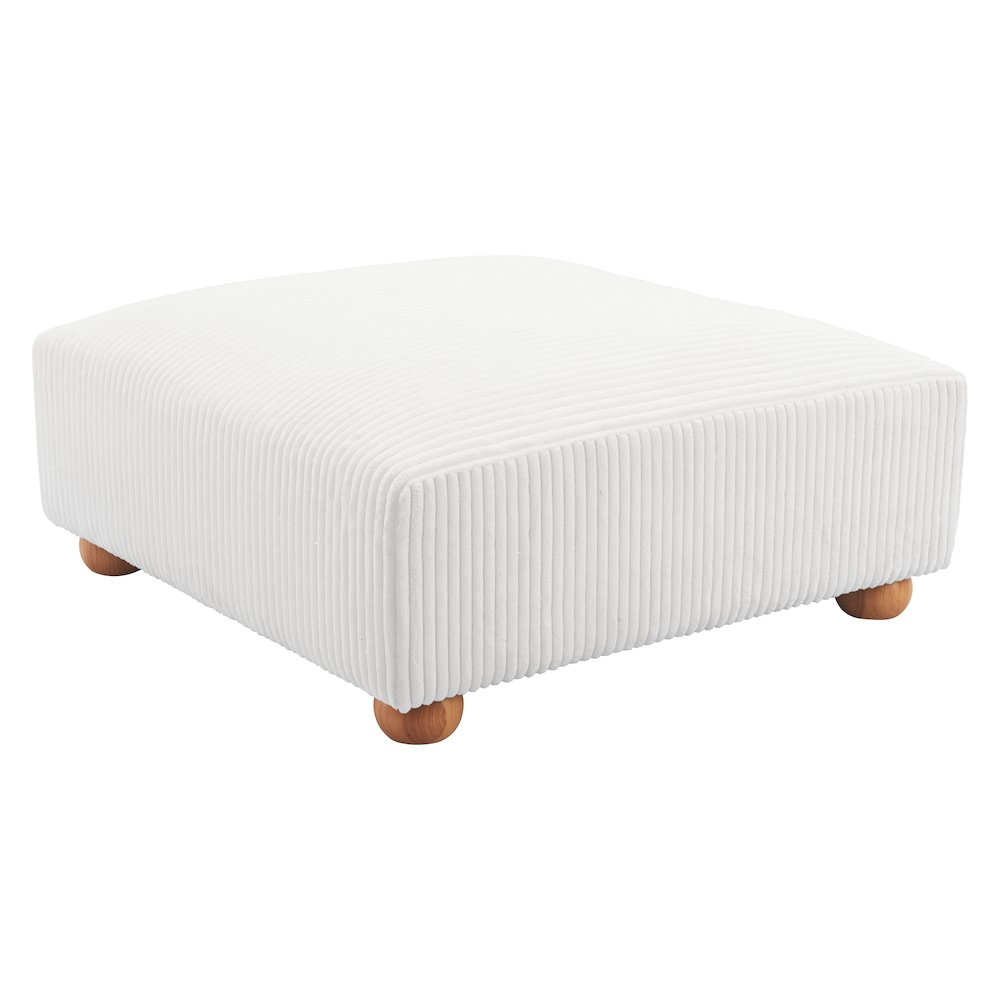 Boho Aesthetic Tayte Large Luxury White Ottoman | Biophilic Design Airbnb Decor Furniture 