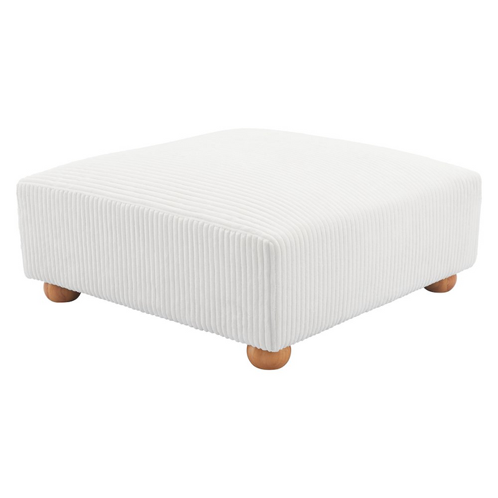 Boho Aesthetic Tayte Large Luxury White Ottoman | Biophilic Design Airbnb Decor Furniture 