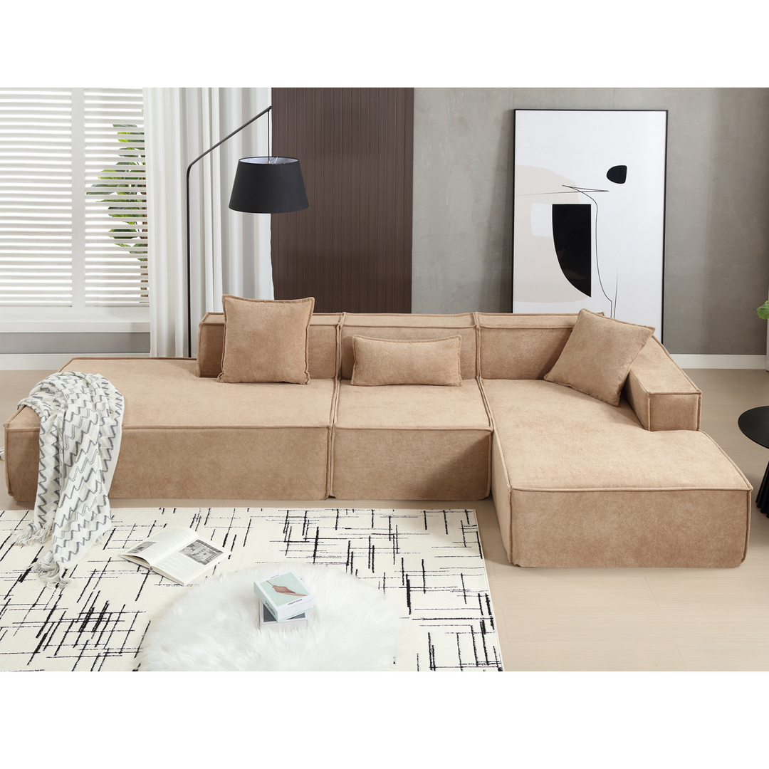 Boho Aesthetic Troyes | Modular Modern Minimalist Beige Soft Curved Combination Sofa | Biophilic Design Airbnb Decor Furniture 