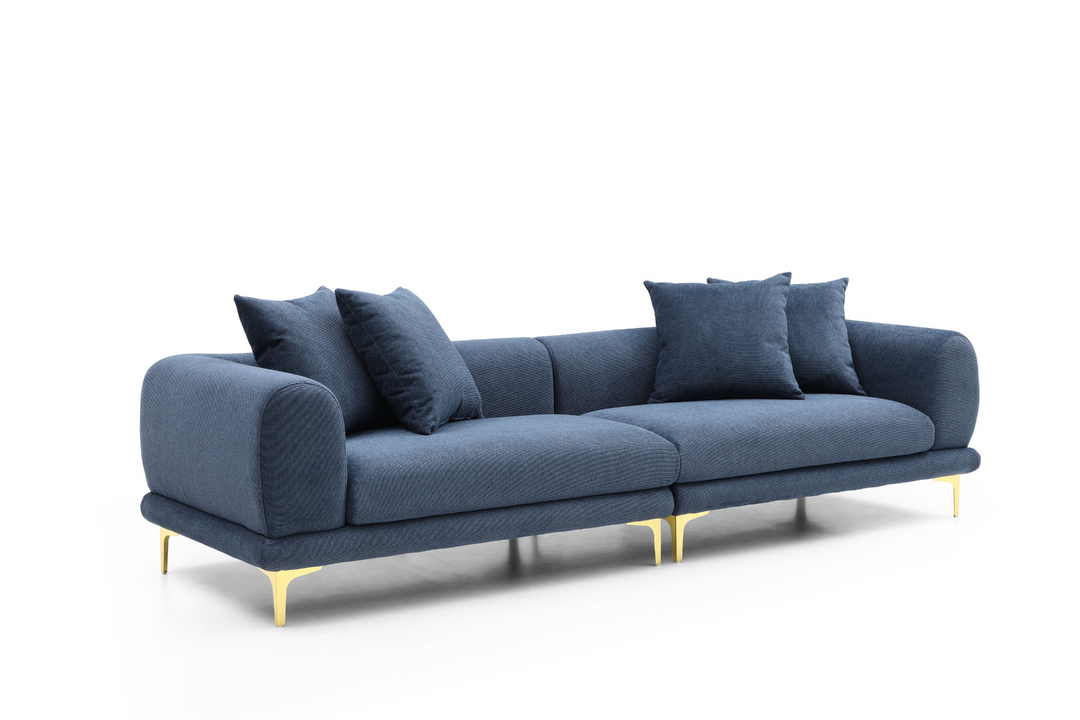 Boho Aesthetic 108.3'' Modern Sofa Couch 4-Seater Fabric Sofa for Livingroom Office BLUE | Biophilic Design Airbnb Decor Furniture 