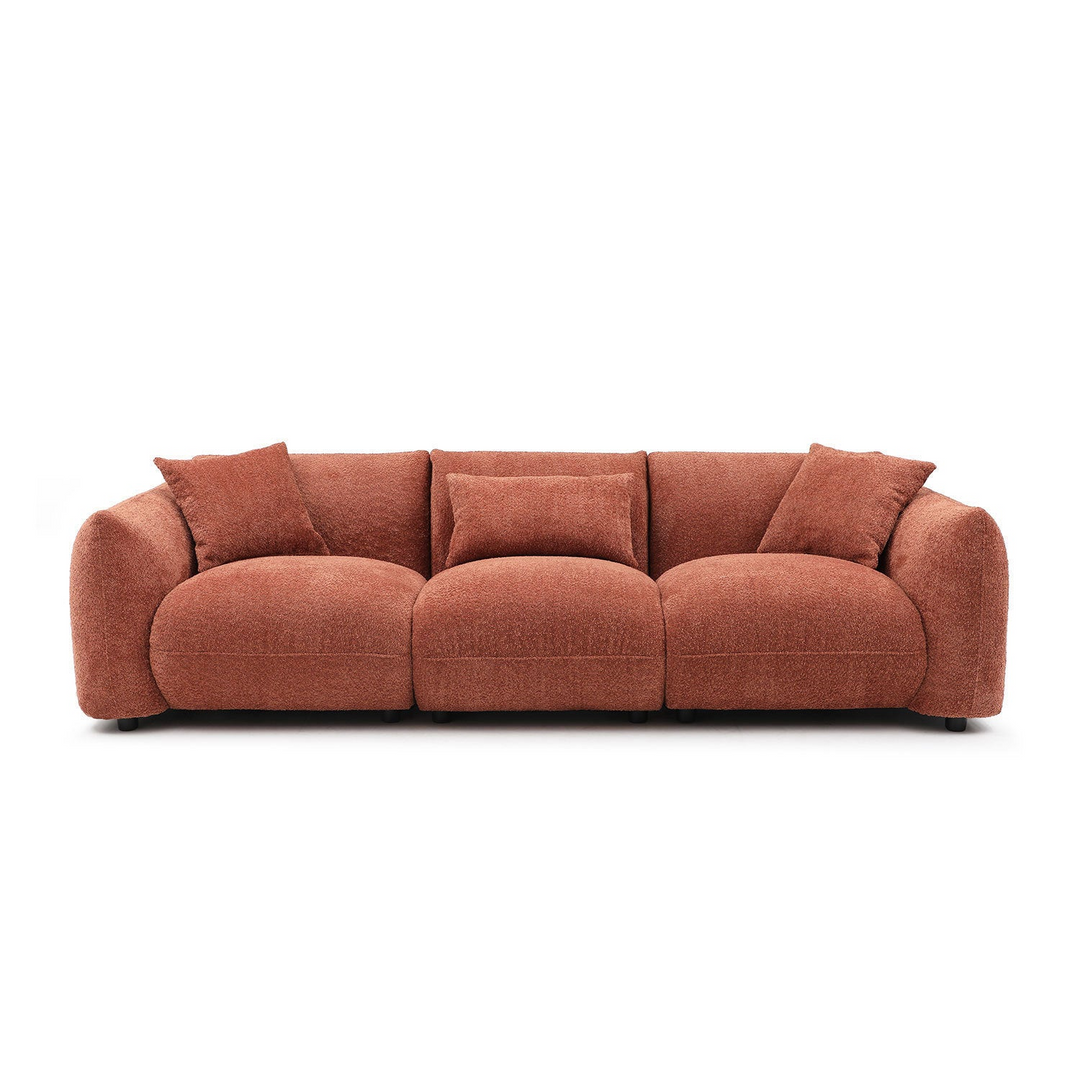 Boho Aesthetic Mid Century Modern Couch 3-Seater Sofa for Livingroom, Orange | Biophilic Design Airbnb Decor Furniture 
