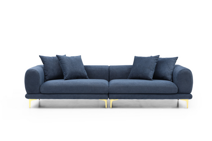 Boho Aesthetic 108.3'' Modern Sofa Couch 4-Seater Fabric Sofa for Livingroom Office BLUE | Biophilic Design Airbnb Decor Furniture 