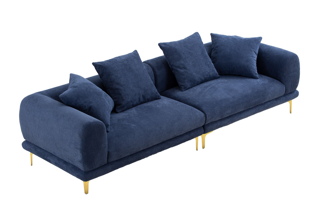 Boho Aesthetic 108.3'' Modern Sofa Couch 4-Seater Fabric Sofa for Livingroom Office BLUE | Biophilic Design Airbnb Decor Furniture 