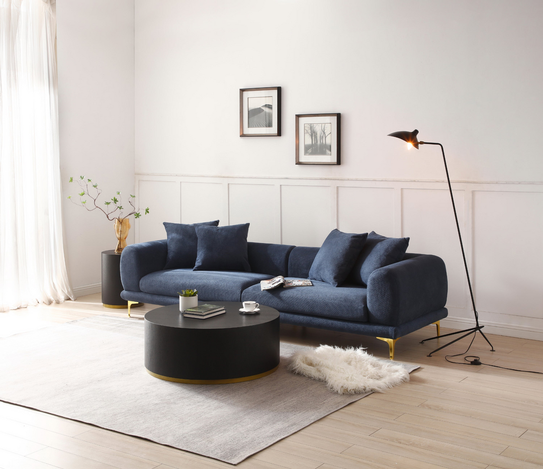 Boho Aesthetic 108.3'' Modern Sofa Couch 4-Seater Fabric Sofa for Livingroom Office BLUE | Biophilic Design Airbnb Decor Furniture 