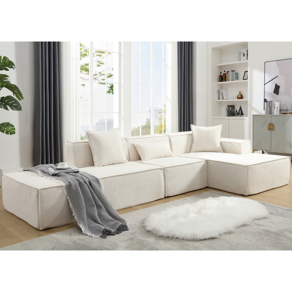 Boho Aesthetic Troyes | Modular Modern Minimalist White Soft Curved Combination Sofa | Biophilic Design Airbnb Decor Furniture 