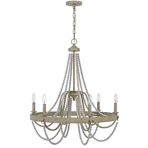 Boho Aesthetic 60W X 6 Macon Beaded Metal Chandelier | Biophilic Design Airbnb Decor Furniture 