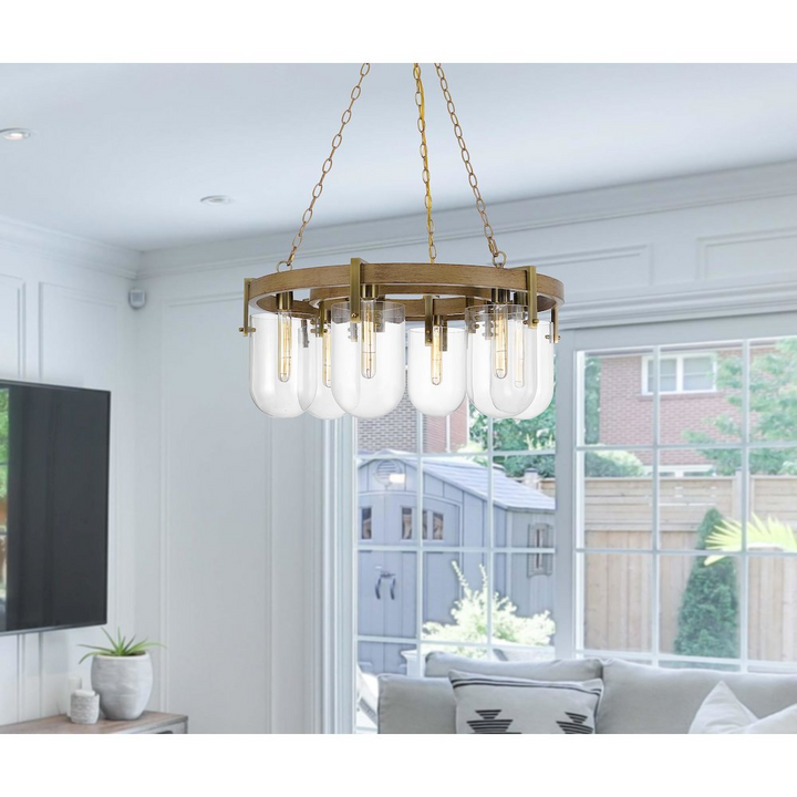 Boho Aesthetic Stovall 60W X 6 Metal/Glass Chandelier | Biophilic Design Airbnb Decor Furniture 